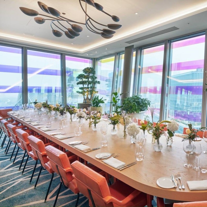 A laid out dinner table from an event.