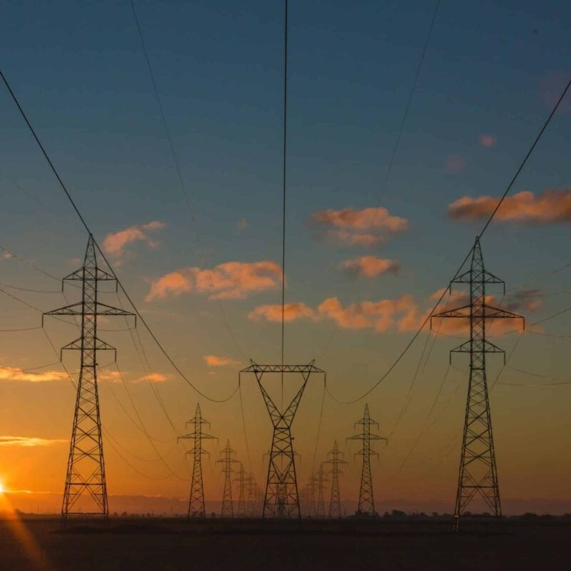 powerlines during a sunset